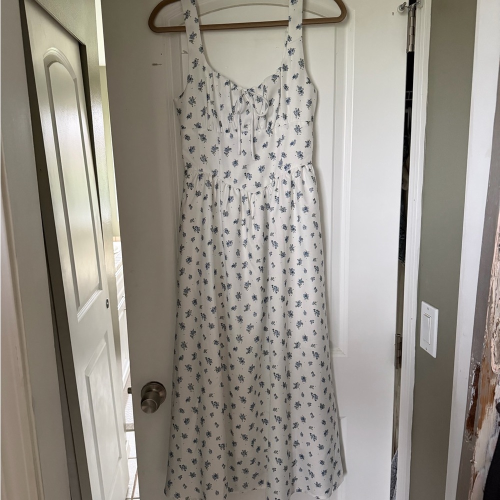 White Floral Midi Dress